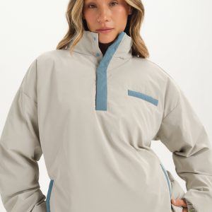 NYLON PUFF QUARTER SNAP JACKET - GLISTEN