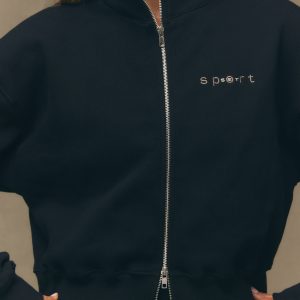 MIDWEIGHT SWEATS STAPLE SET SPORT FUNNEL ZIP - ONYX