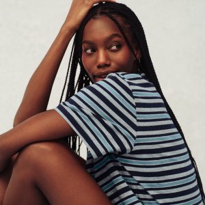 CLASSIC COTTON DAILY STRIPE BOYFRIEND TEE - WASHED