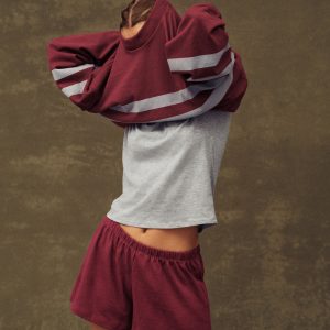 HEAVY COTTON EASY STRIPE LONG SLEEVE - SEPIA