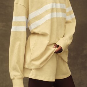 HEAVY COTTON EASY STRIPE LONG SLEEVE - BUTTER