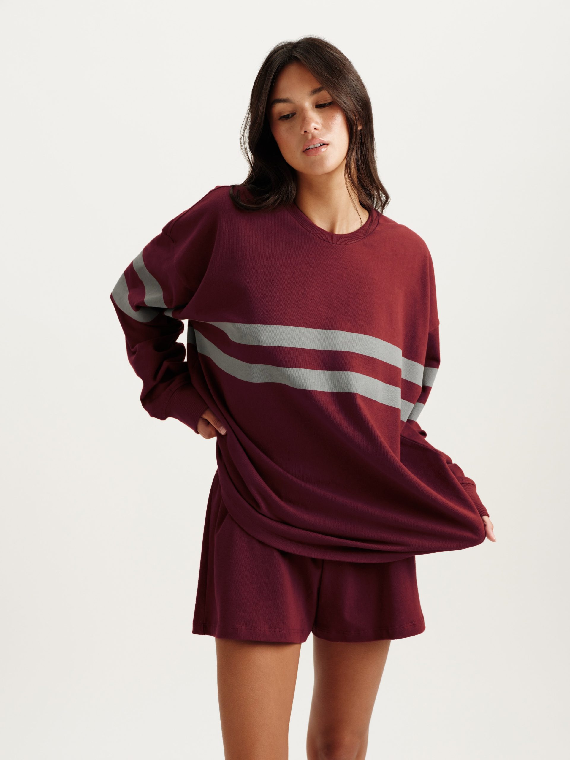 HEAVY COTTON EASY STRIPE LONG SLEEVE - SEPIA - Image 2
