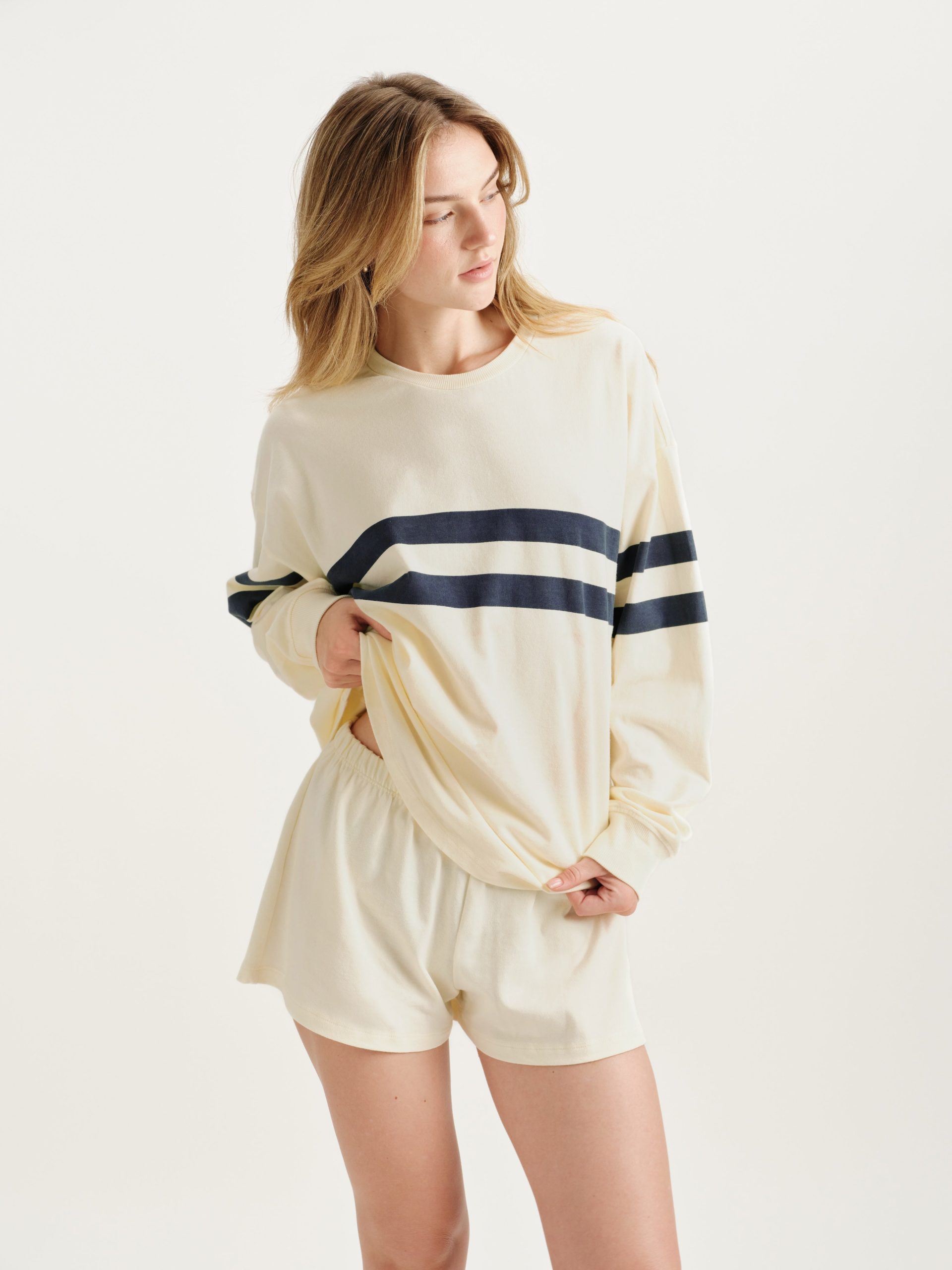 HEAVY COTTON EASY STRIPE LONG SLEEVE - WASHED