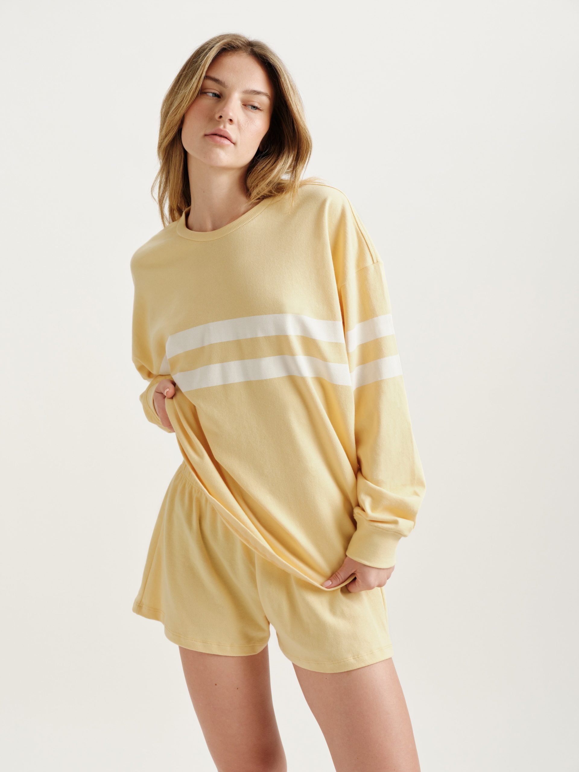 HEAVY COTTON EASY STRIPE LONG SLEEVE - BUTTER - Image 2