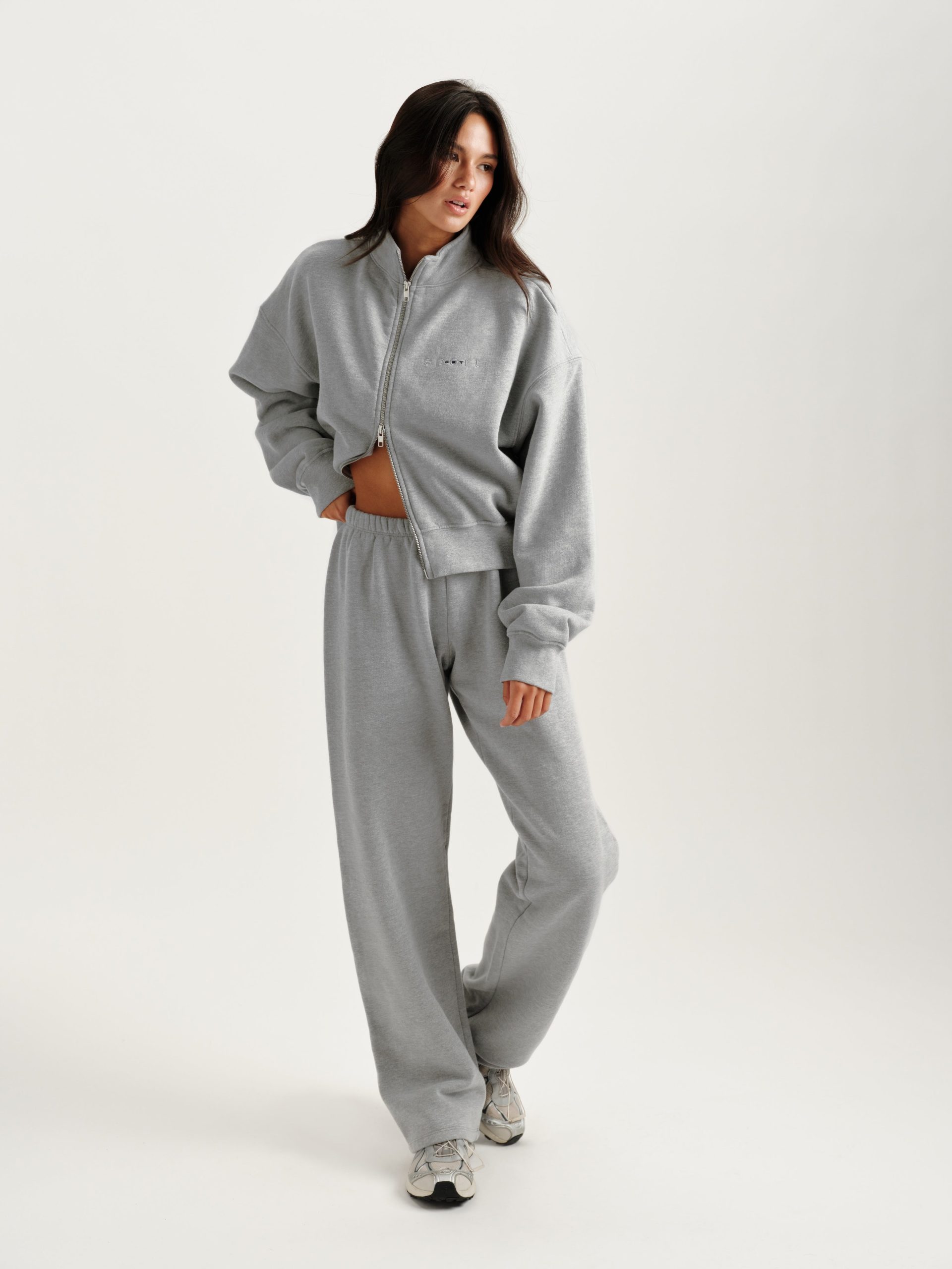 MIDWEIGHT SWEATS STAPLE SET FUNNEL ZIP - FOG HEATHER GREY - Image 3