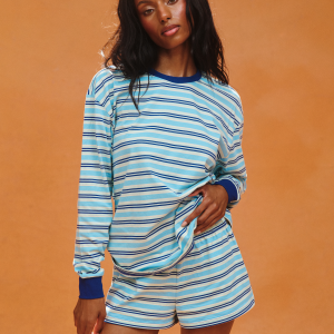 CLASSIC COTTON DAILY STRIPE CUFFED LONG SLEEVE - MAUI