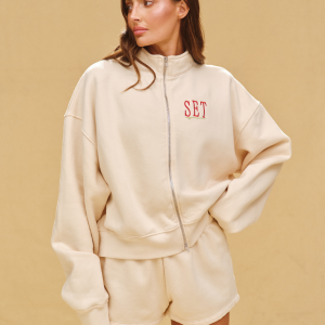 MIDWEIGHT SWEATS STAPLE SET RESORT FUNNEL ZIP - HIBISCUS