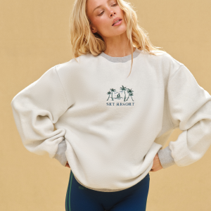 MIDWEIGHT SWEATS STAPLE SET REVERSE PALM CREWNECK - FOG HEATHER GREY